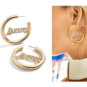 BAUBLEBAR Women's Gold Los Angeles Lakers Logo Hoop Earrings NWT 49$